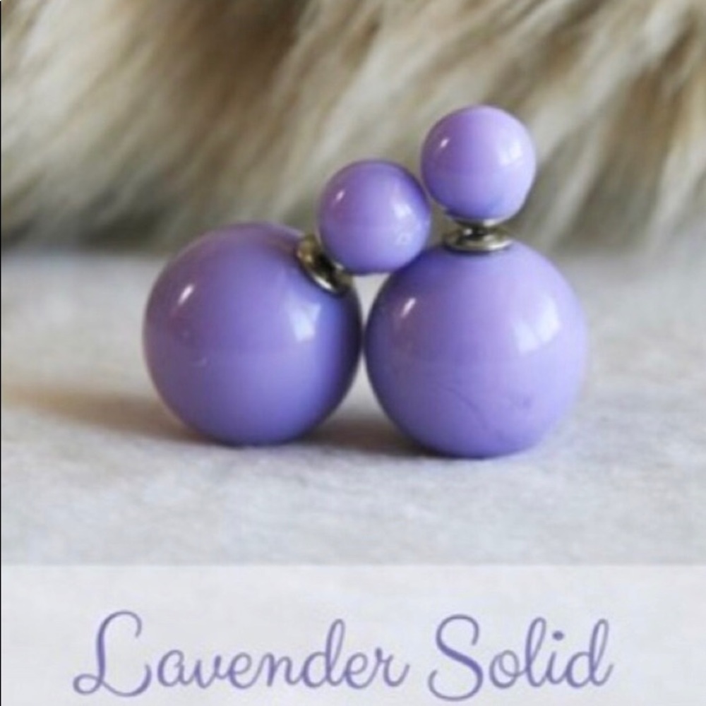 Double Sided Lavender Stud Earrings - Picture 2 of 2